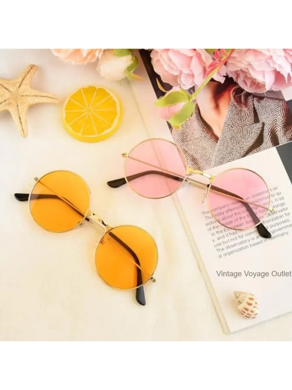 Round Hippie Sunglasses Metal Frame Retro Disco Party Shades